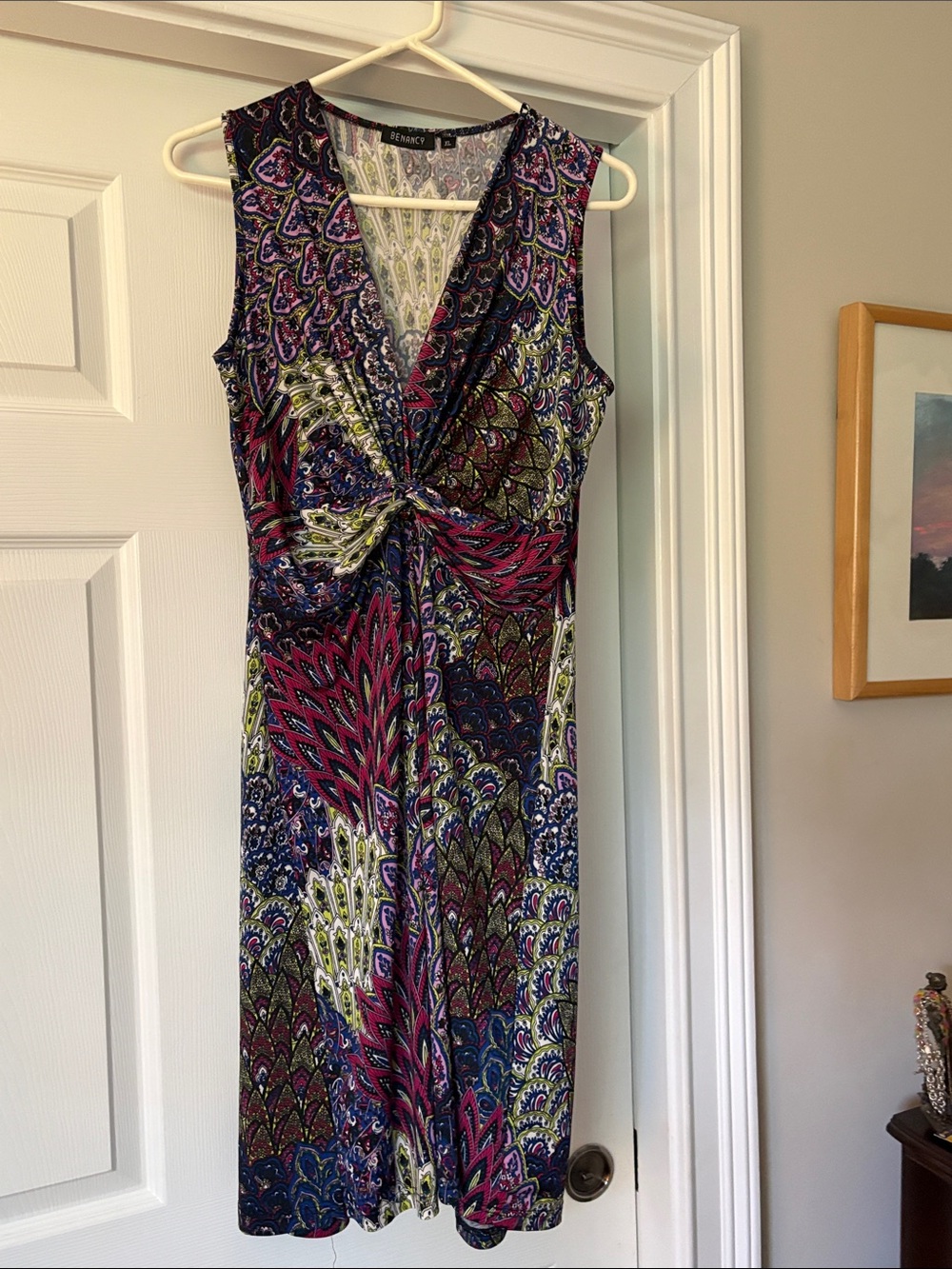 Sleeveless Knot-Front Multicolor Dress XL